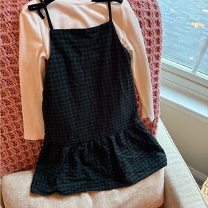 Old Navy Black and dark green Checkered Kids Dress